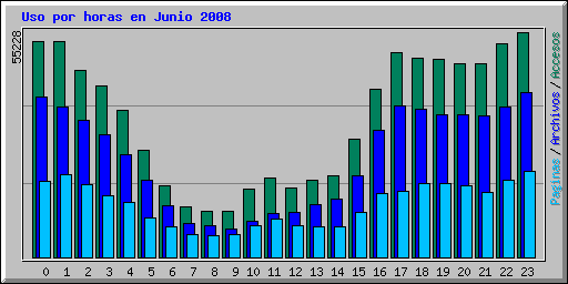 Uso por horas en Junio 2008